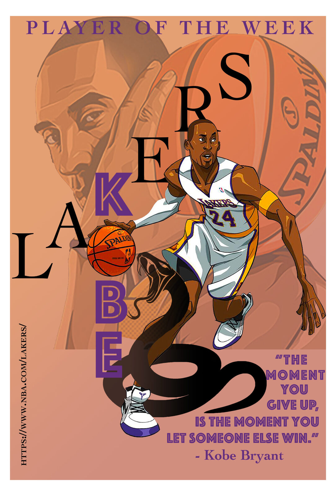 Kobe tribute poster with expressive sports-inspired composition